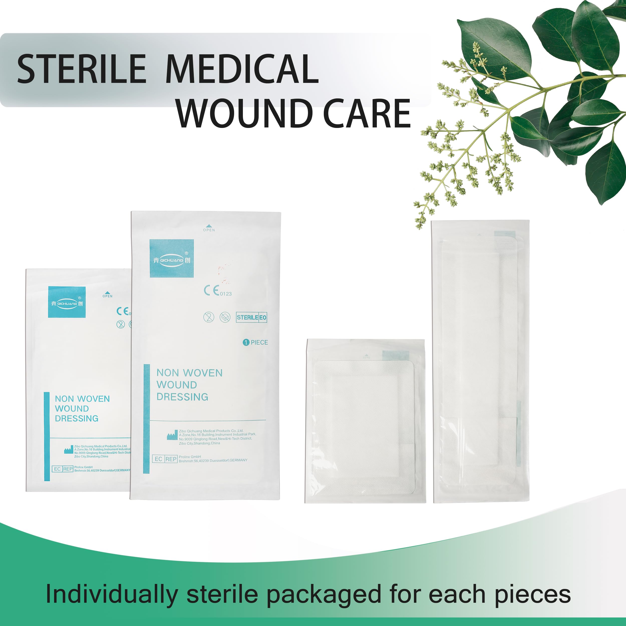 QICHUANG non-woven bordered gauze pad material highlights breathable, skin-friendly design.