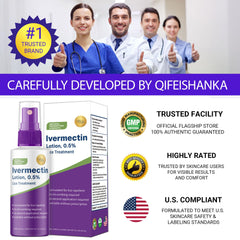 QIFEISHANKA Ivermectin Lotion 2 oz family-friendly packaging.