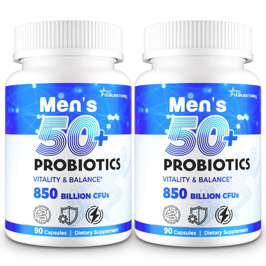 QIVERNAMY Probiotics for Men 50+ bottle front supports daily gut health for mature men