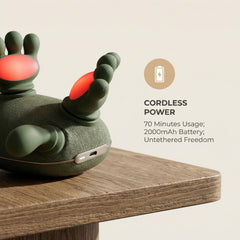 Qiwadu compact portable massager easily fits in a bag for on-the-go relief.