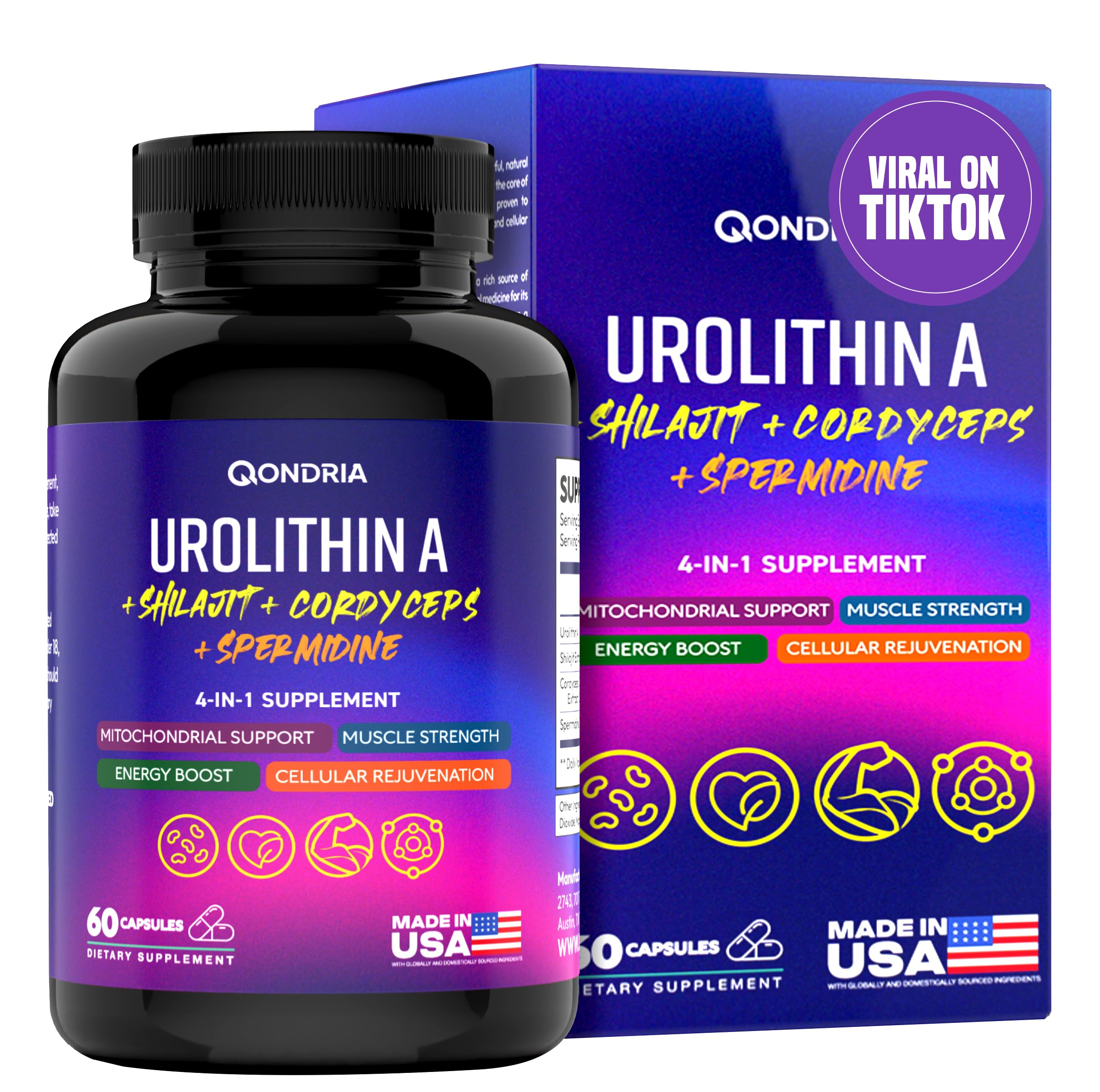 QONDRIA Urolithin A supplement bottle ready for daily energy support