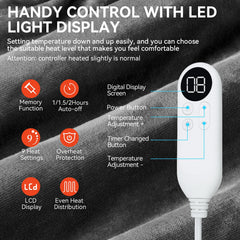 Qoosea heating pad with 9 heat levels controlled by remote for personalized warmth