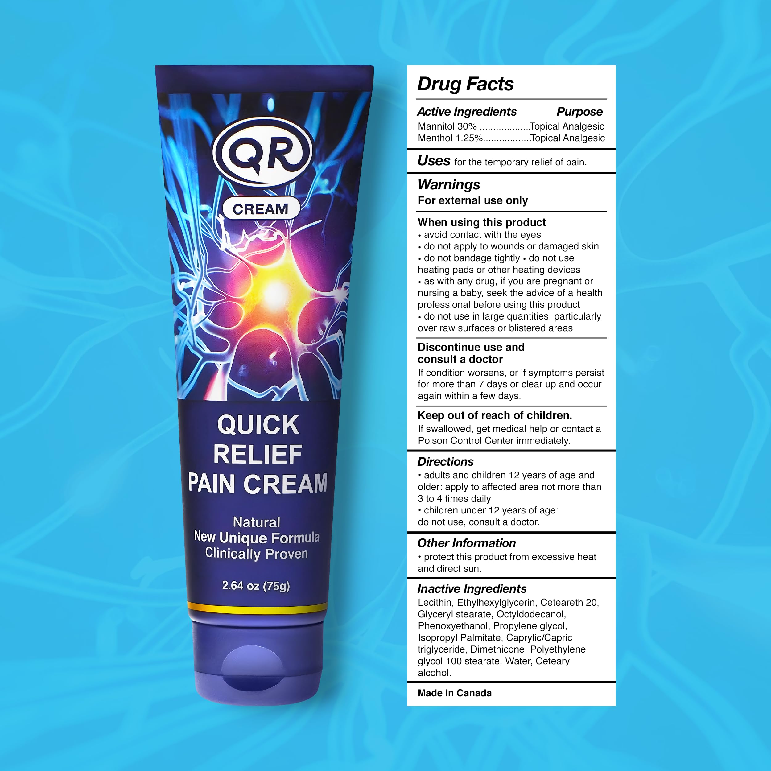 QR Cream applied to neck area for targeted relief