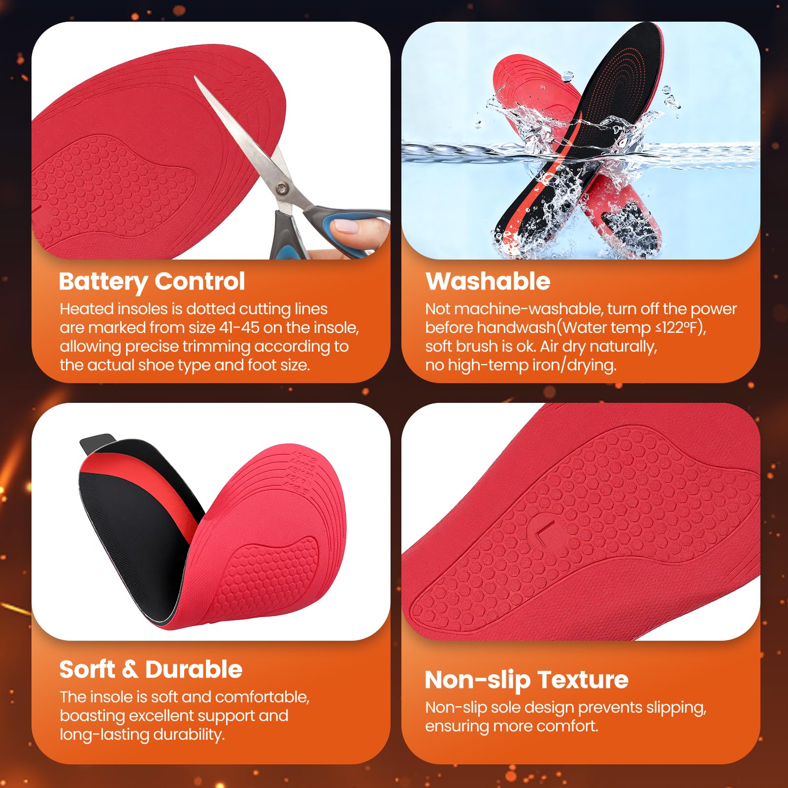 Long-lasting 5000 mAh battery powers hours of warmth with adjustable settings.