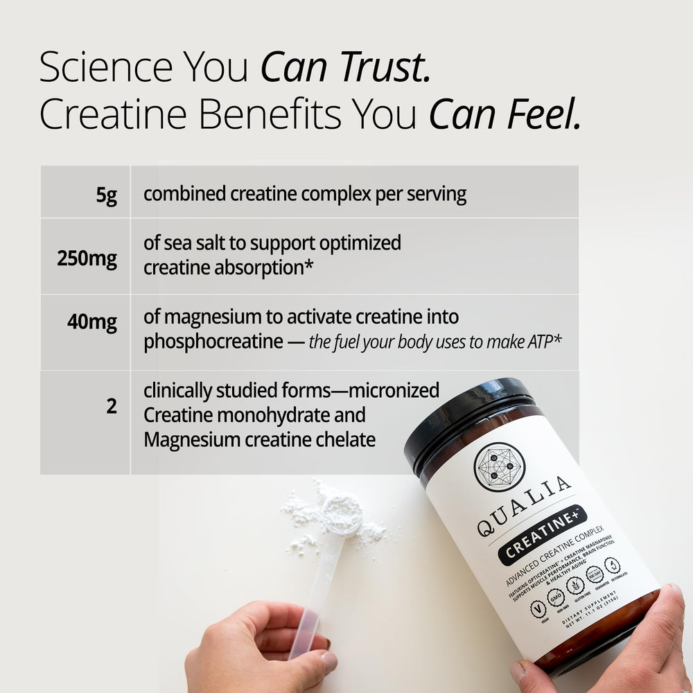 Qualia Creatine+ superior solubility for grit-free texture