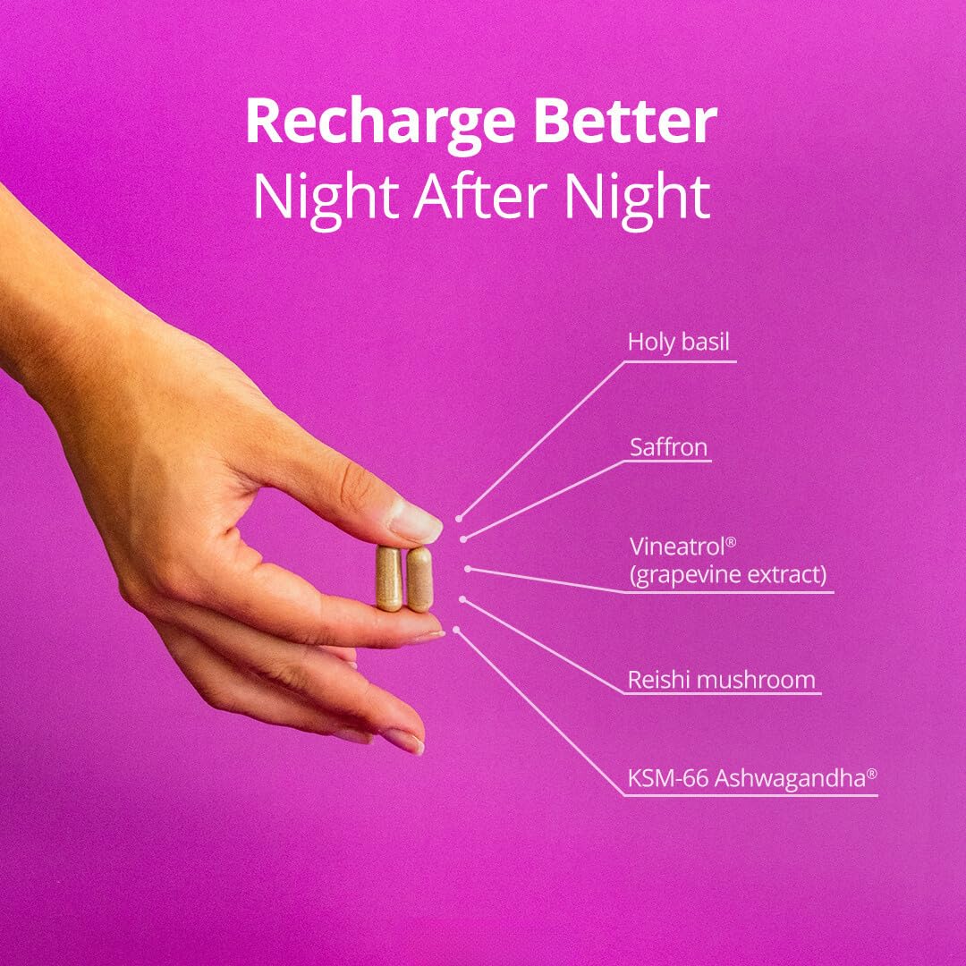 Qualia Night Sleep Aid capsules arranged to illustrate gluten-free formulation.