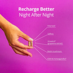 Qualia Night Sleep Aid capsules arranged to illustrate gluten-free formulation.