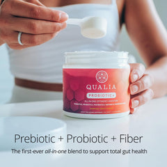 Qualia Probiotic daily-use scene hints mood-supporting gut potential