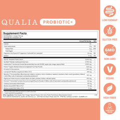 Qualia Probiotic scoop in glass demonstrates easy daily use