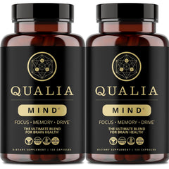Qualia Mind bottle closeup for sharper focus and mental clarity.