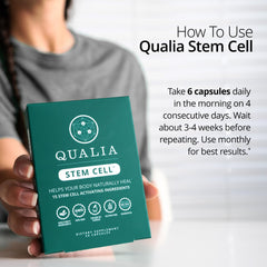 Qualia Stem Cell shown in daily wellness routine scene.