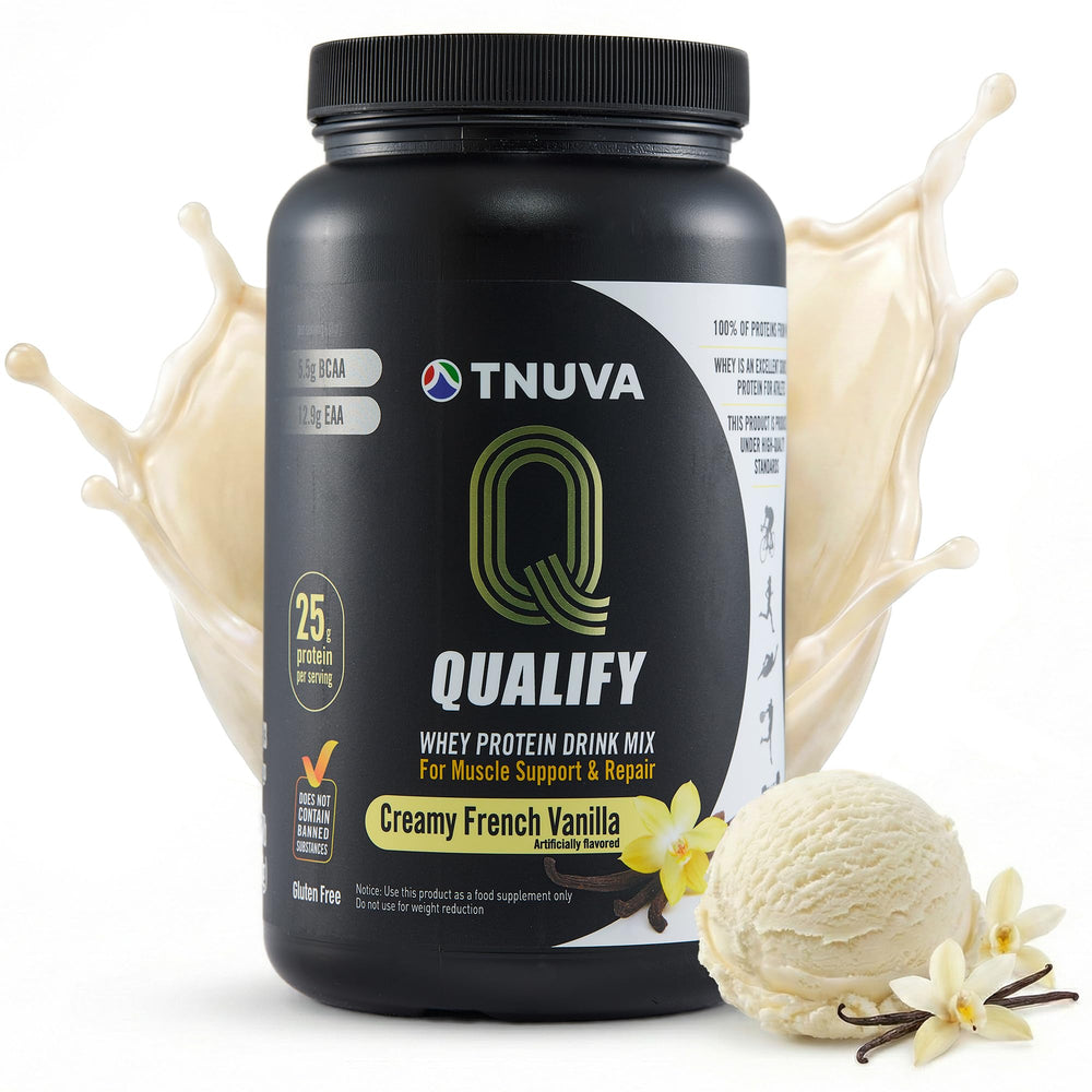 Qualify French Vanilla protein bottle for post-workout recovery and muscle support