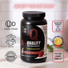 Qualify Strawberry Whey Powder smoothie with fresh berries for flavor variety.
