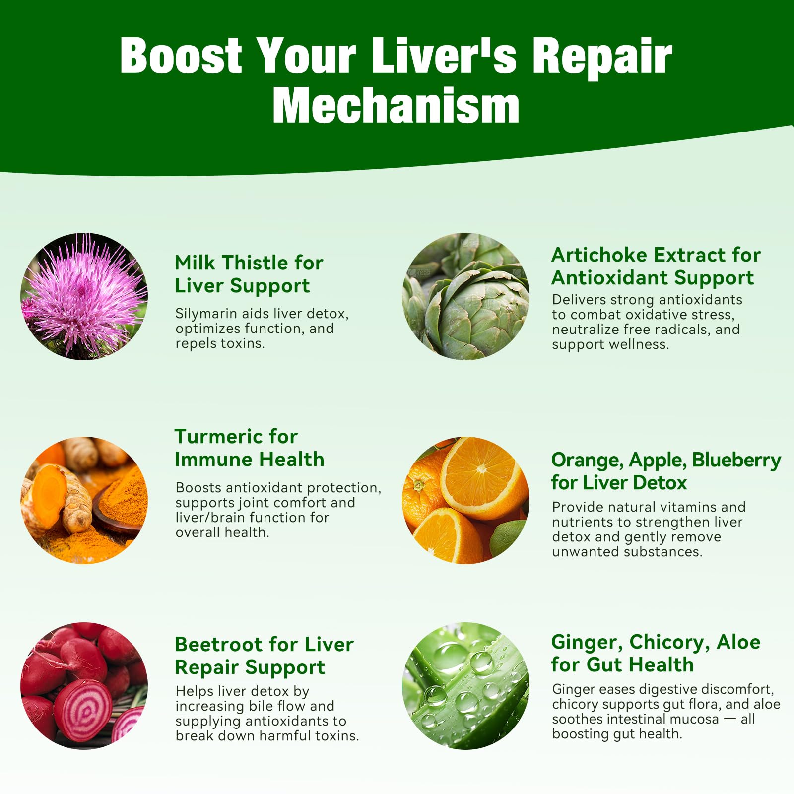 QualiLife Liver Detox Gummies ingredients panel highlighting milk thistle and turmeric for liver support.
