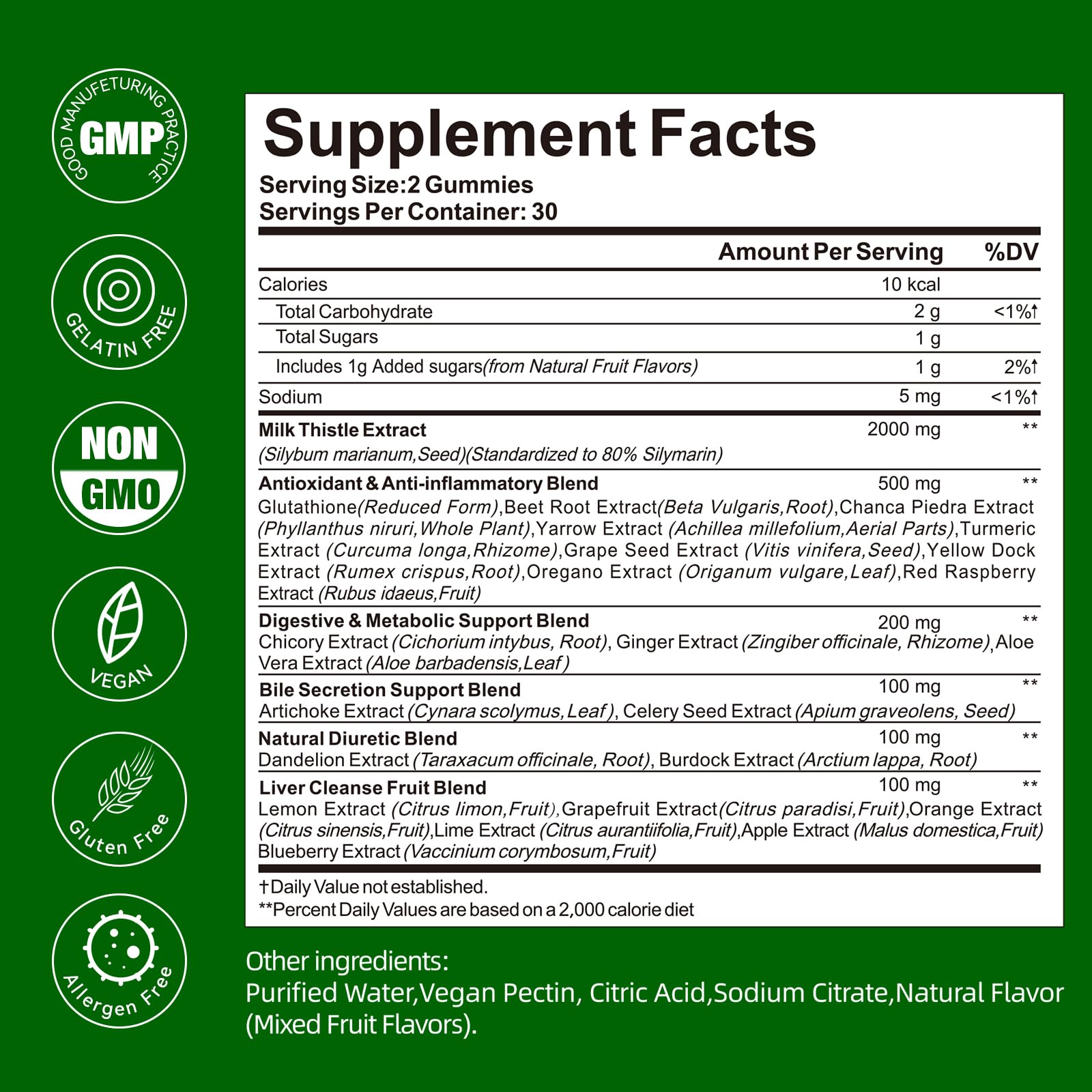 QualiLife Liver Detox Gummies supplement facts card supports informed daily use.