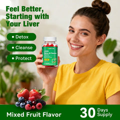 QualiLife Liver Detox Gummies texture close-up shows smooth chew.