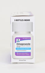 Quality Choice Omeprazole bottle label clearly shows 20 mg dosage.