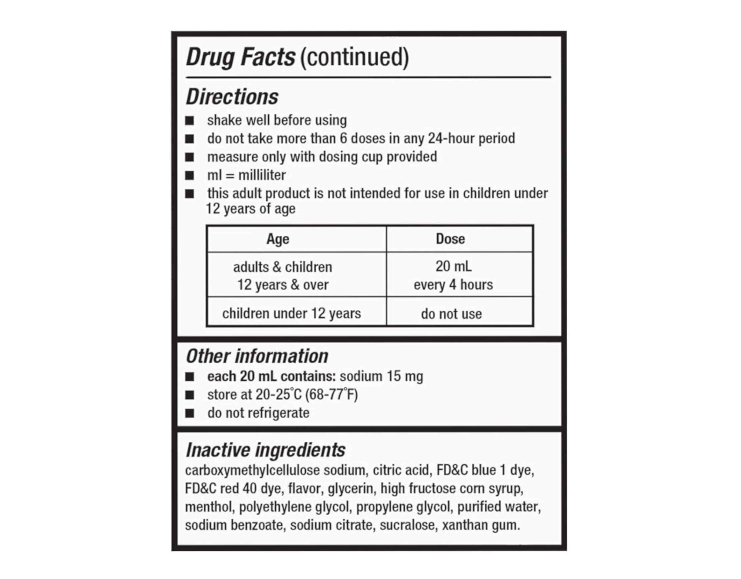 Quality Choice Tussin DM label closeup showing alcohol-free formula
