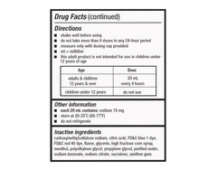 Quality Choice Tussin DM label closeup showing alcohol-free formula