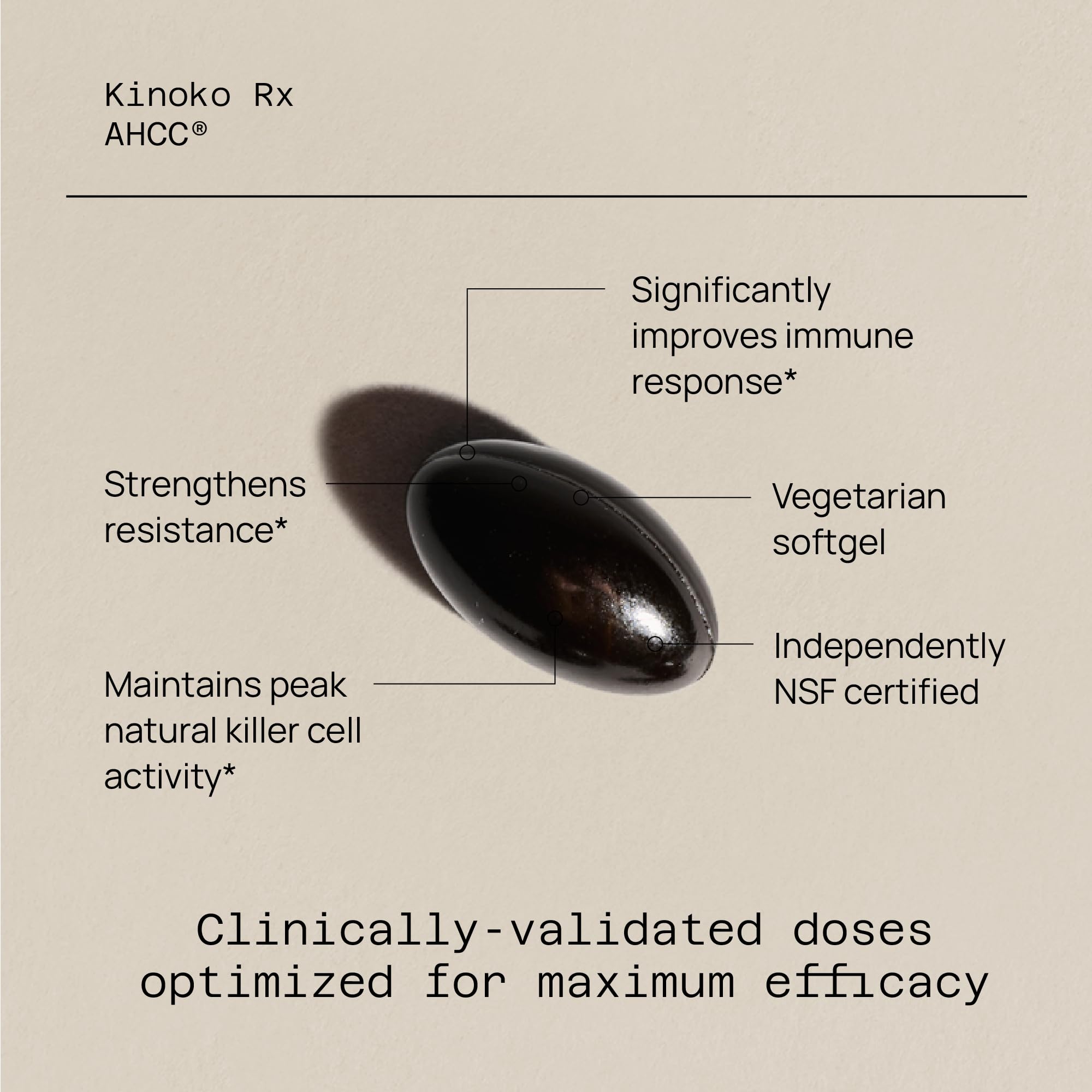 Quality of Life AHCC Rx bottle side angle for travel immune support.