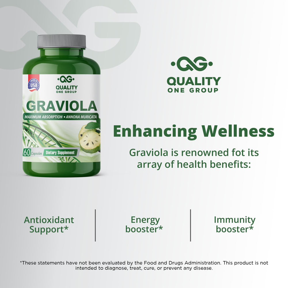 Quality One Graviola Max graviola leaf powder visual indicating plant-based concentrate.