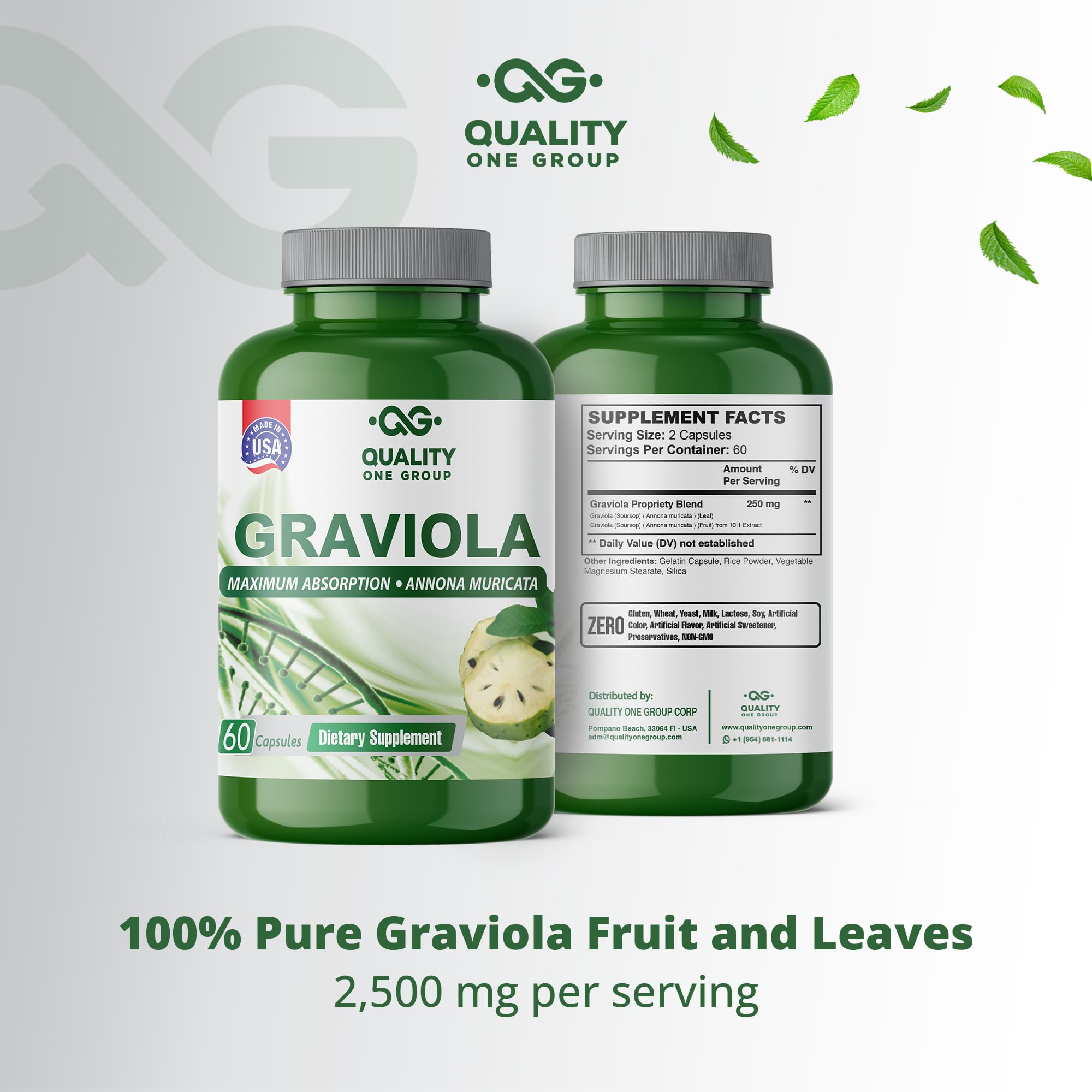 Quality One Graviola Max rapid-release capsules for easy daily supplementation.