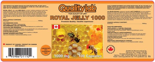 QualityLab Royal Jelly 1000 mg capsules close-up highlighting potency