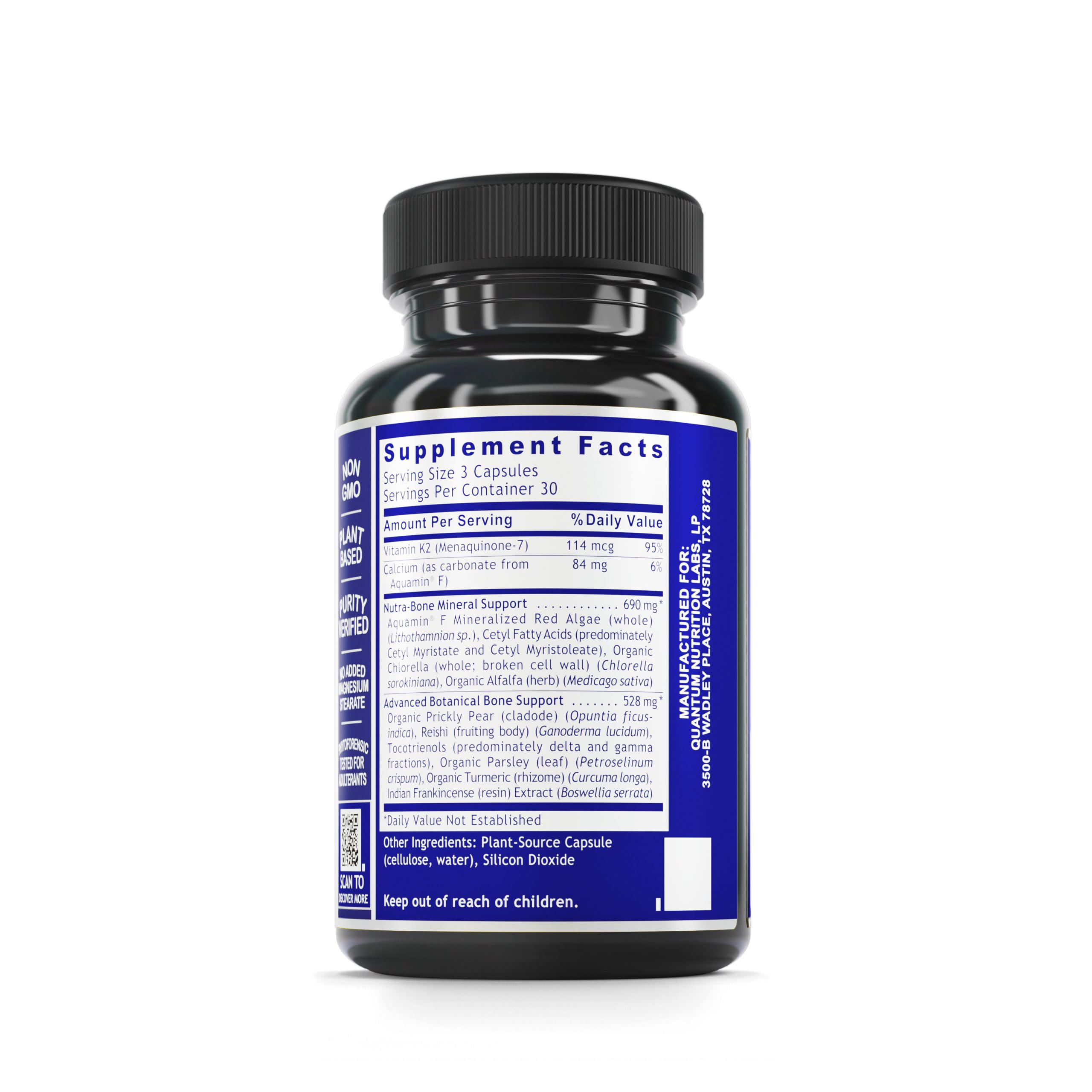 Quantum Bone Health capsules ready for daily supplementation and bone strength