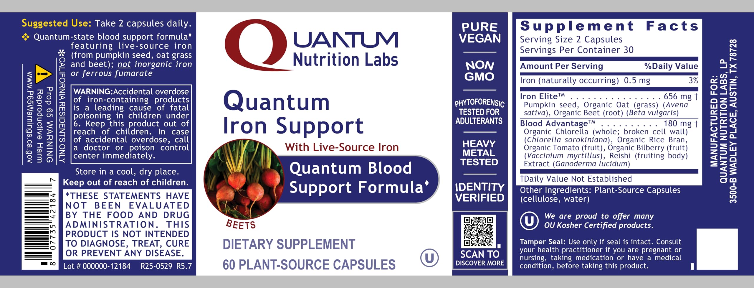 Quantum Nutrition botanical blend ingredients visual highlighting chlorella and pumpkin seed.