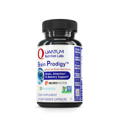 Quantum Nutrition Brain Prodigy bottle supports daily memory and focus.