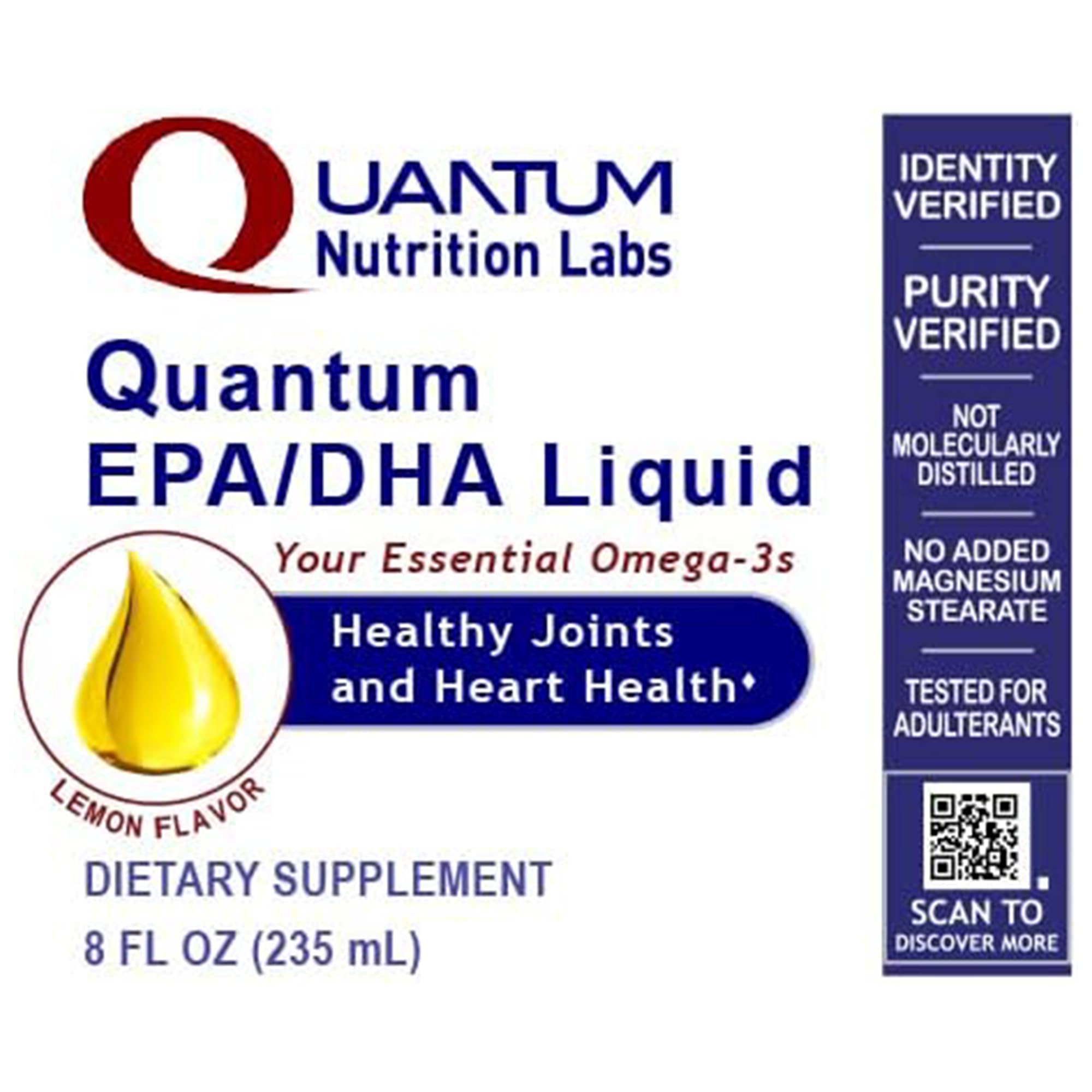 Quantum Nutrition EPA/DHA liquid label on the bottle