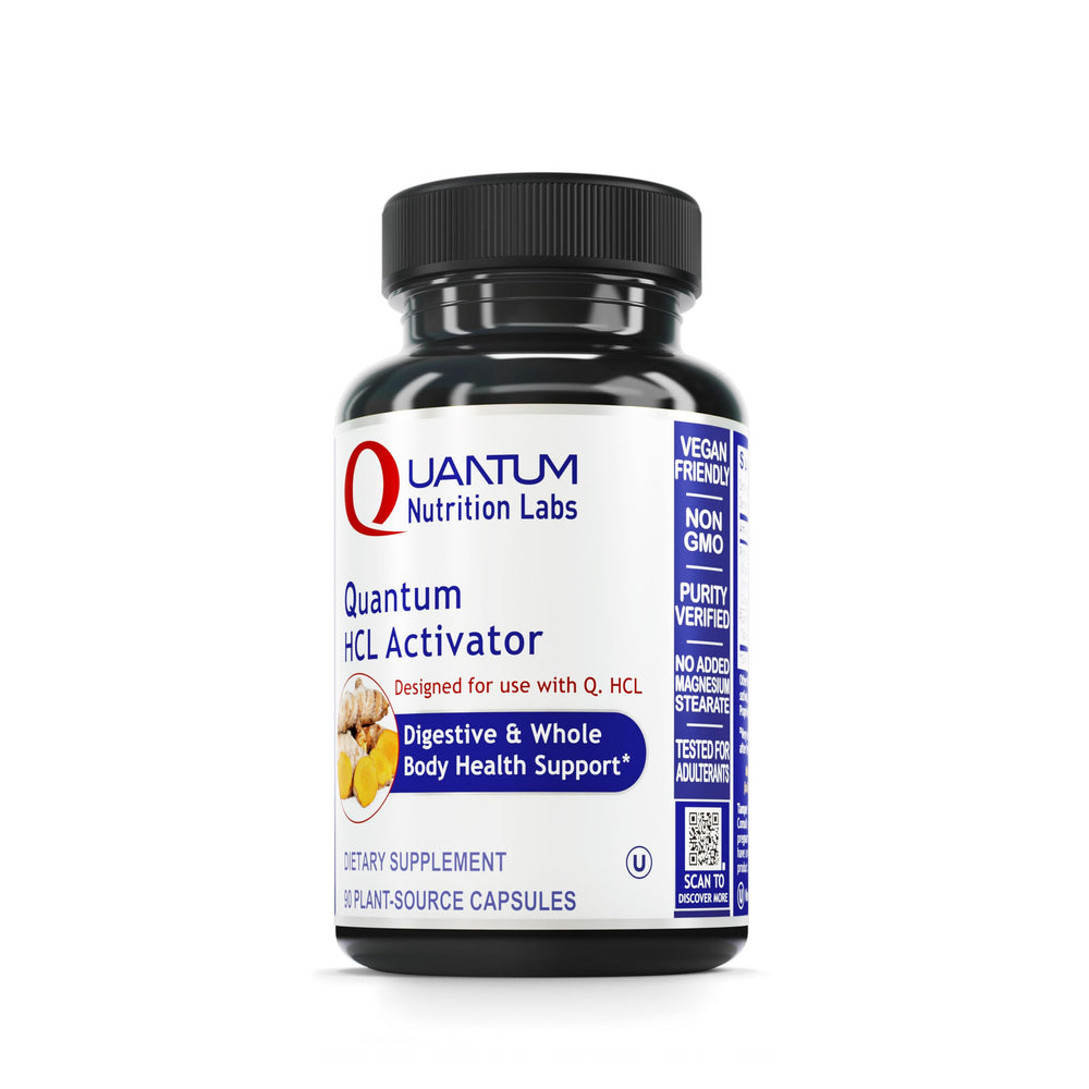 Quantum Nutrition Labs HCL Activator bottle with capsules supporting digestive comfort and nutrient absorption