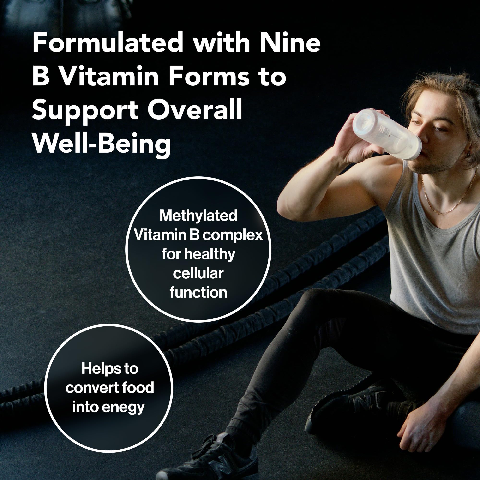 Quantum Nutrition Labs Max Energy Bs ingredients closeup featuring methylcobalamin and other active forms
