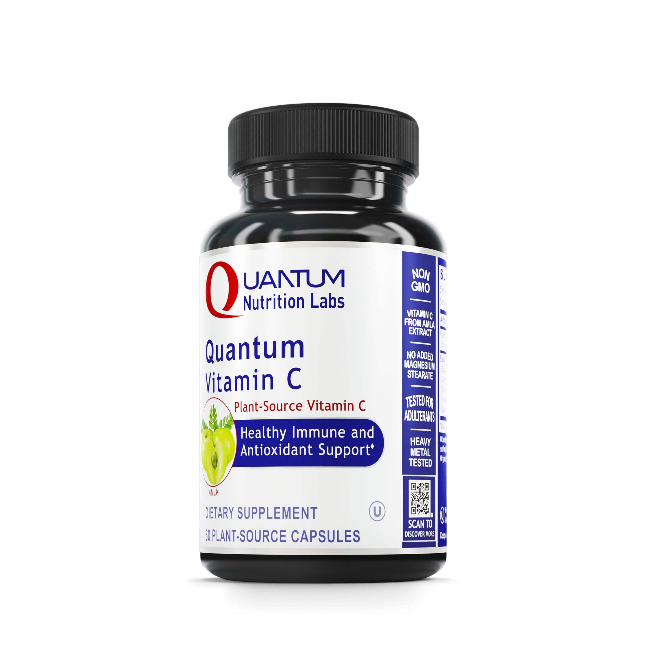 Quantum Nutrition Vitamin C bottle front view featuring organic whole-food formula for immune support