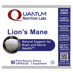 Quantum Nutrition Lions Mane data visual highlighting 1000mg extract and polysaccharides