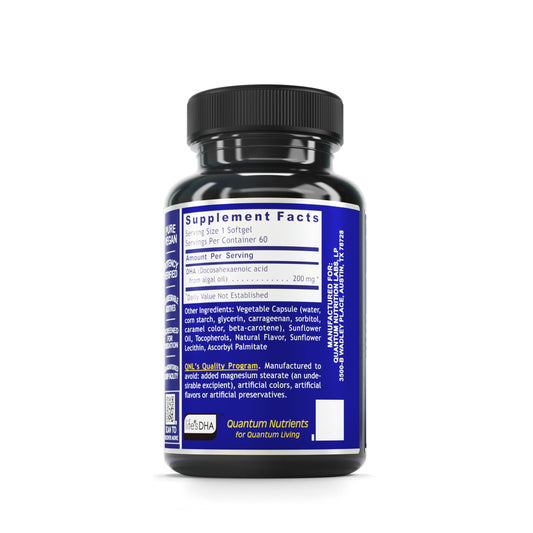 Quantum Nutrition Plants DHA softgel pack, convenient daily vegan omega-3 capsule