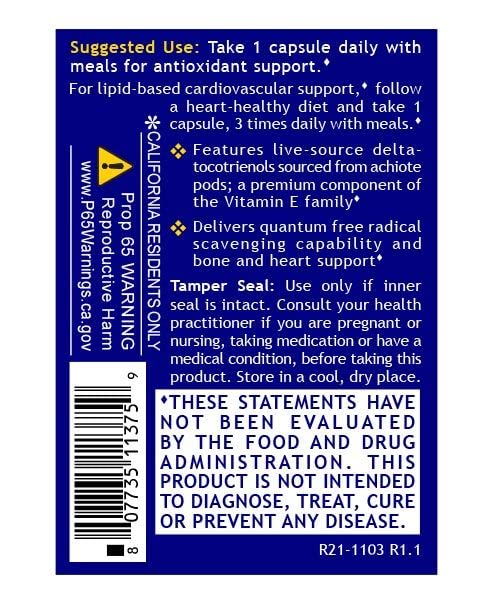 Quantum Nutrition QNL Delta Tocotrienol packaging showcases 60 capsules for ongoing daily support.