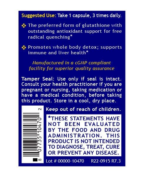 Quantum Nutrition QNL Glutathione packaging emphasizes plant-source capsules.