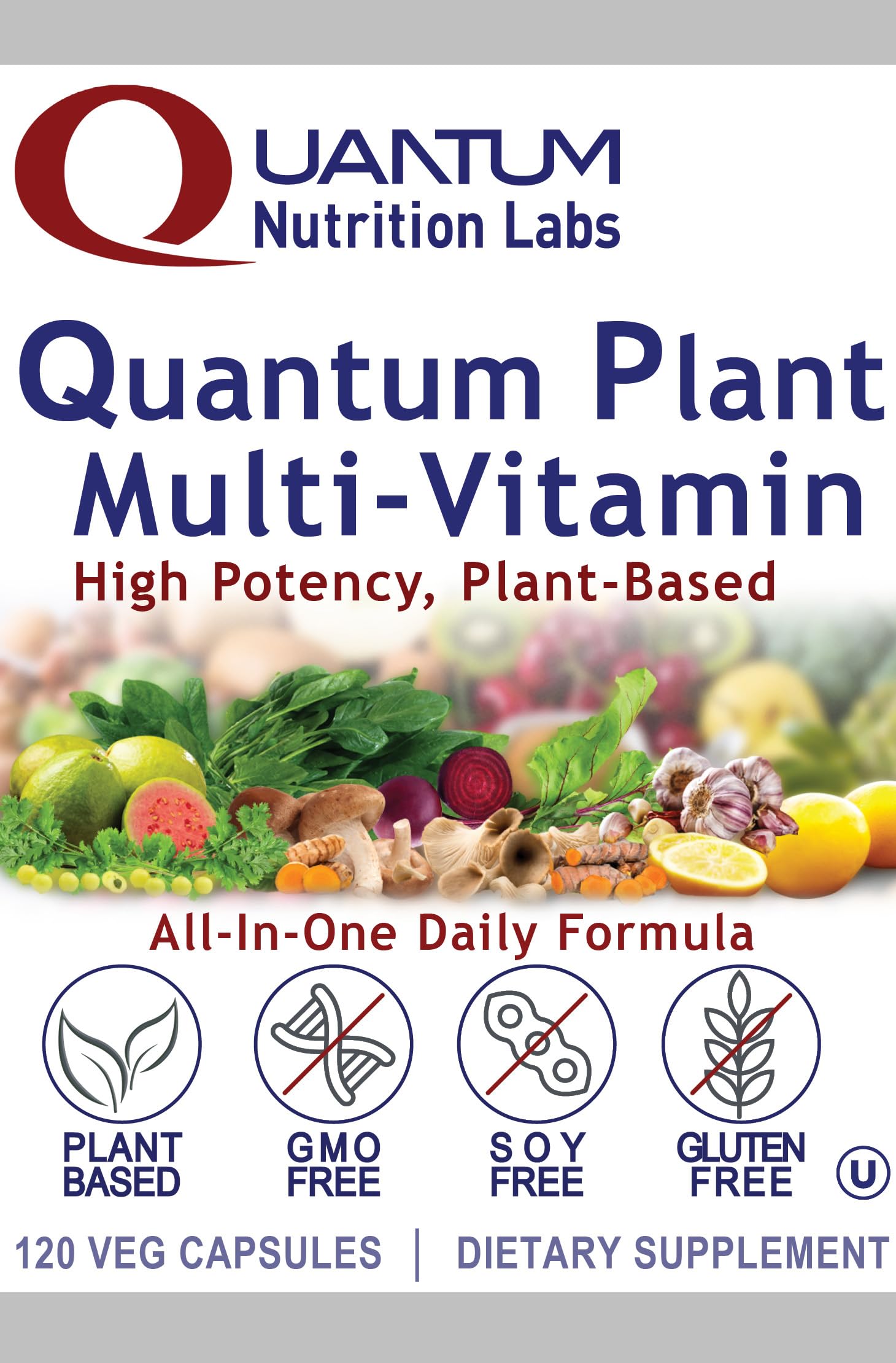 Quantum Nutrition QNL Plant Multi-Vitamin bottle top shows tamper-evident design