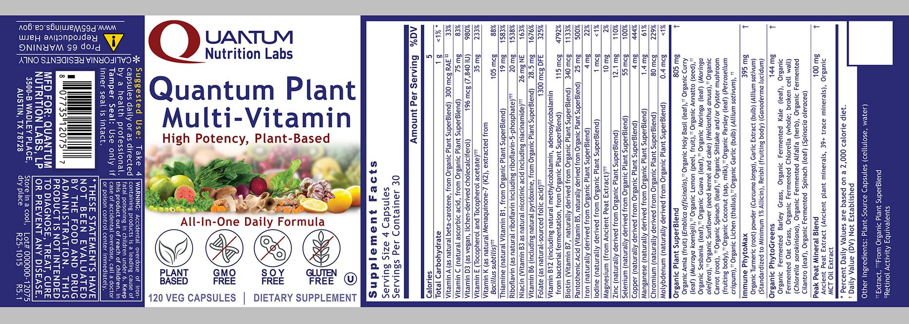 Quantum Nutrition QNL Plant Multi-Vitamin box demonstrates convenient packaging
