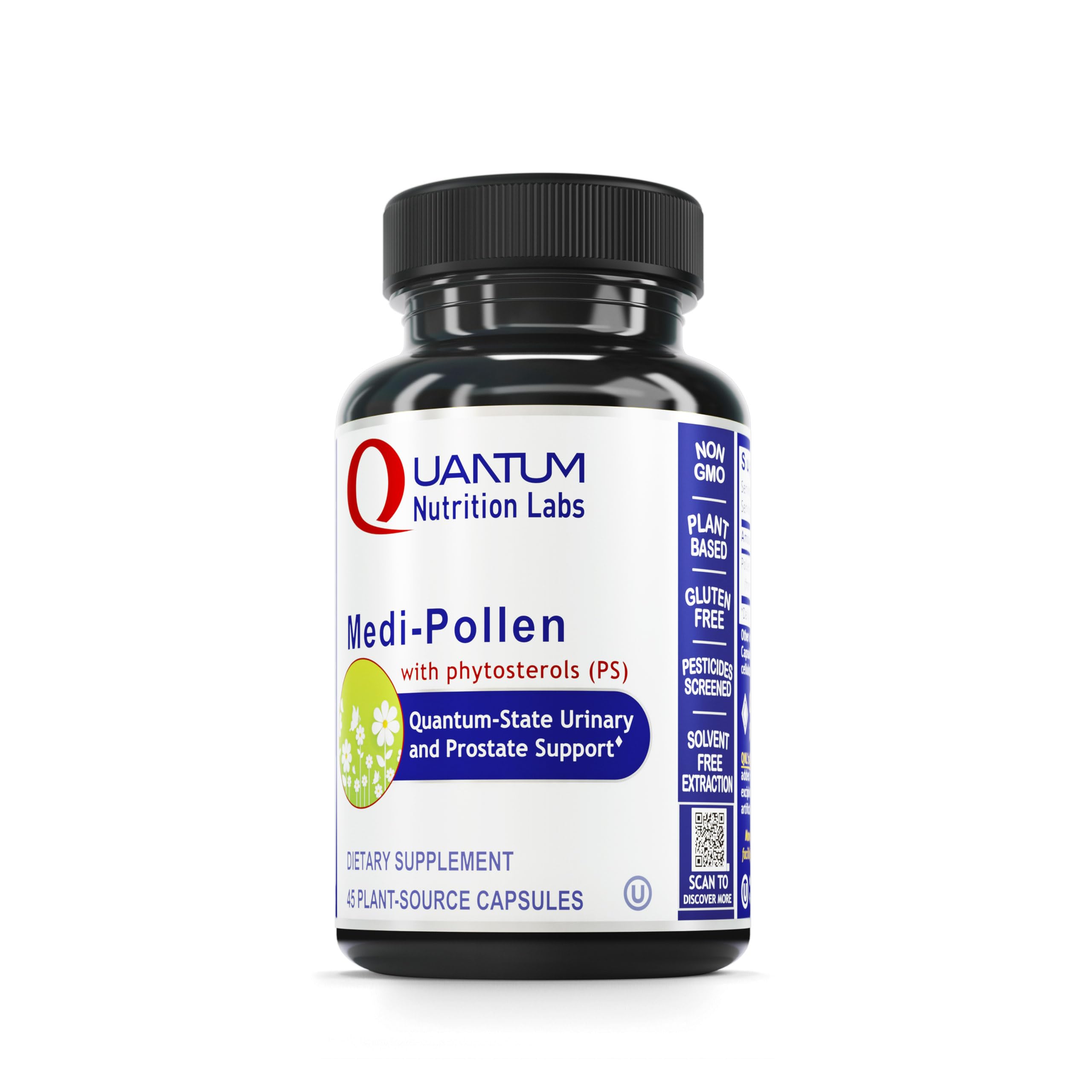 Quantum Nutrition QNL Quantum Medi-Pollen bottle with plant-based capsules for prostate support