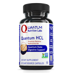 Quantum Nutrition Betaine HCL bottle supports nutrient absorption after meals.