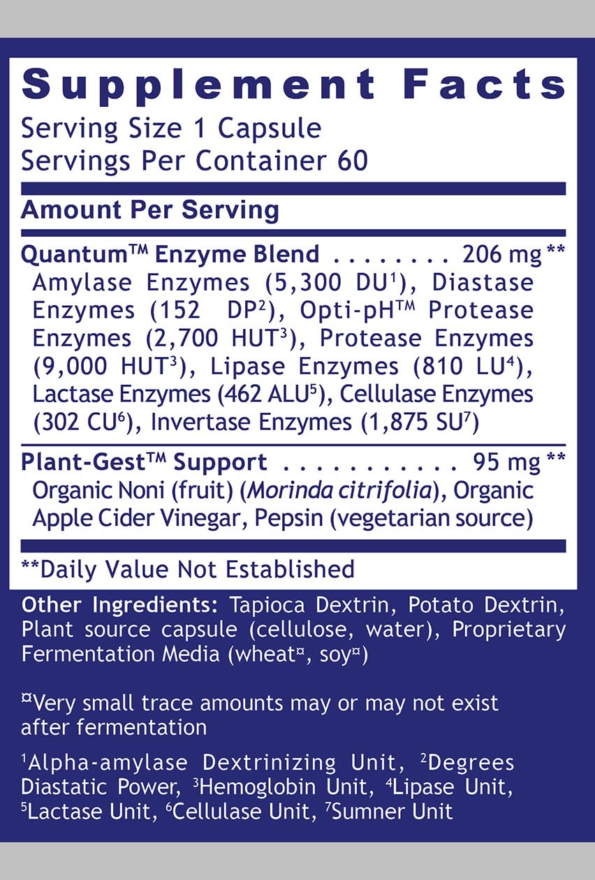 Diagram showing one capsule per meal usage for digestion support.