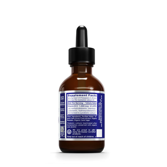 Quantum Nutrition Qultured B12 liquid drops highlight active methylcobalamin and absorption benefits.
