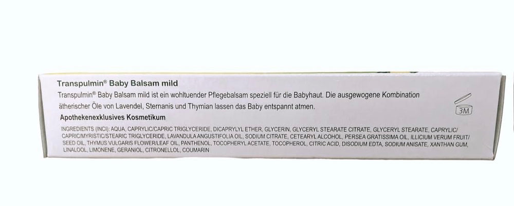 Applying Transpulmin Baby Balm Mild on a baby's chest for relaxed breathing