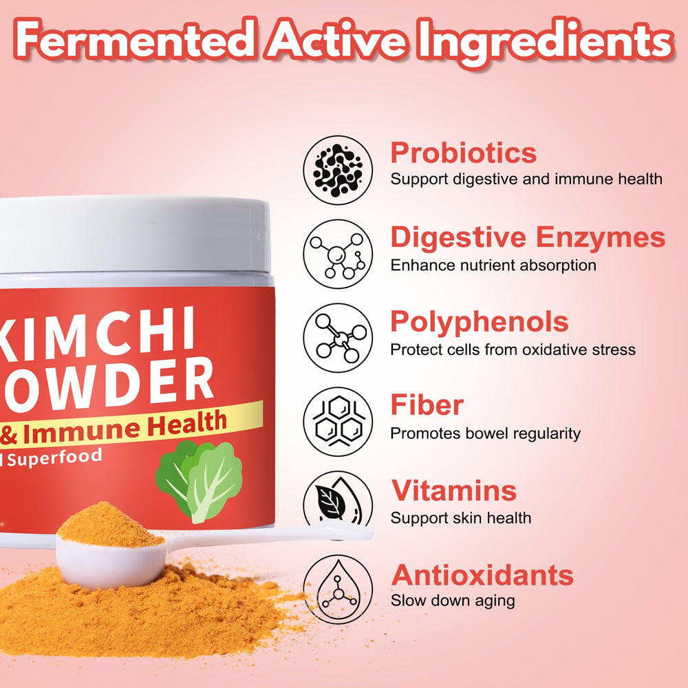 QUBIT kimchi supplement packaging flat lay showcases vegan additive-free formula