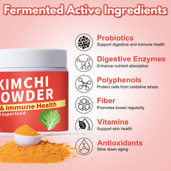 QUBIT kimchi supplement packaging flat lay showcases vegan additive-free formula
