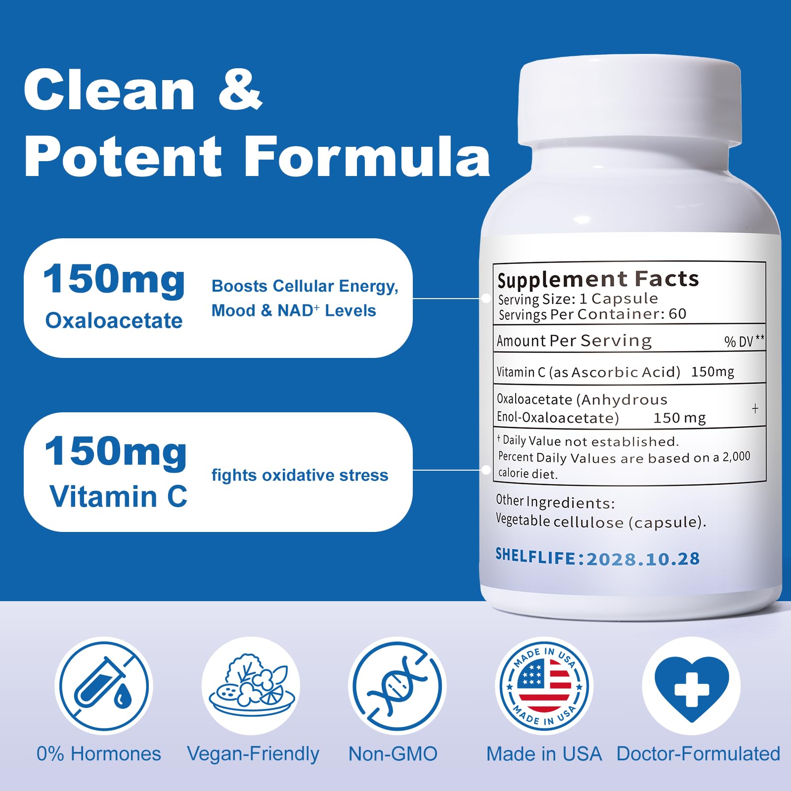 QUBIT Oxaloacetate label shows Vitamin C content for immune support