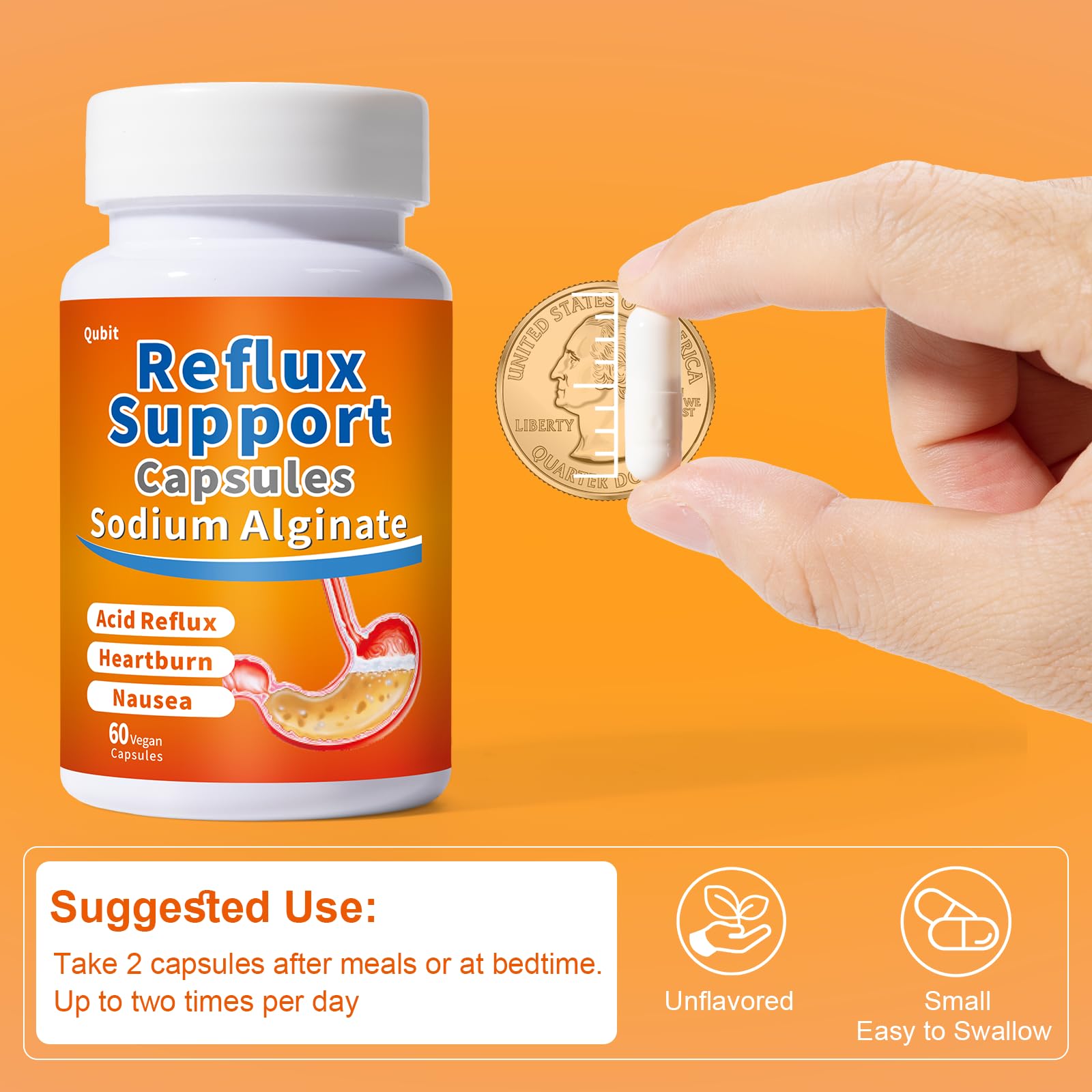 QUBIT Sodium Alginate packaging-box highlighting vegan, long-lasting raft barrier option