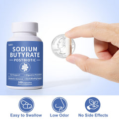 QUBIT Sodium Butyrate label close-up showing odor-control technology.